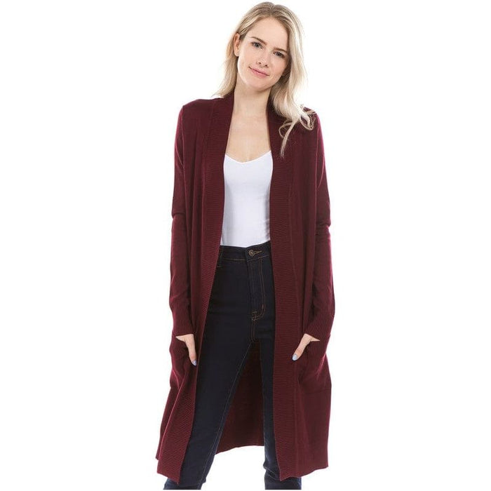 Solid Long Open Cardigan