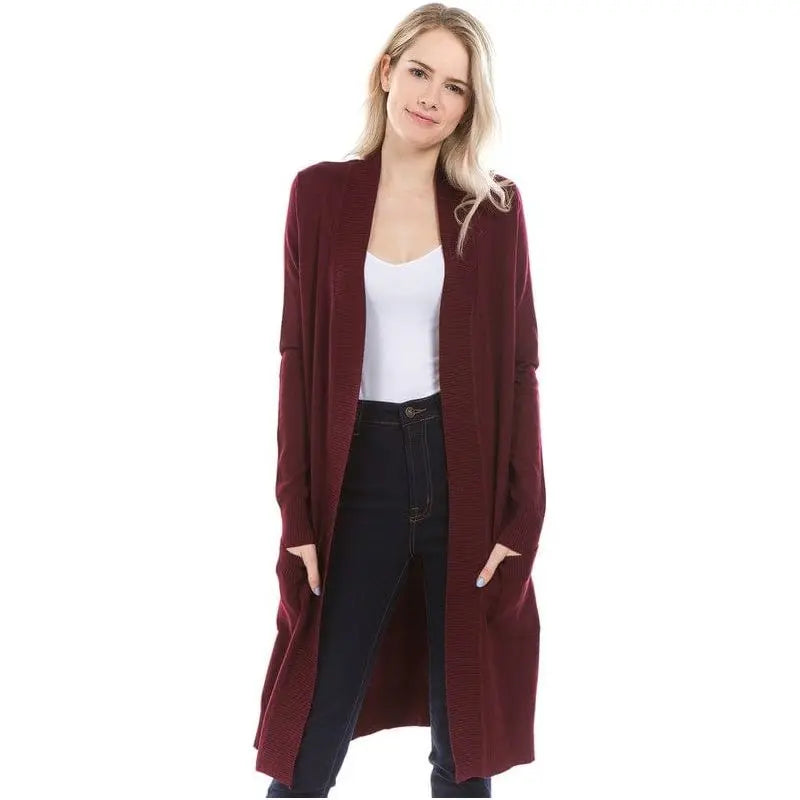 Solid Long Open Cardigan LECCE