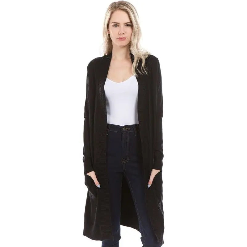 Solid Long Open Cardigan LECCE