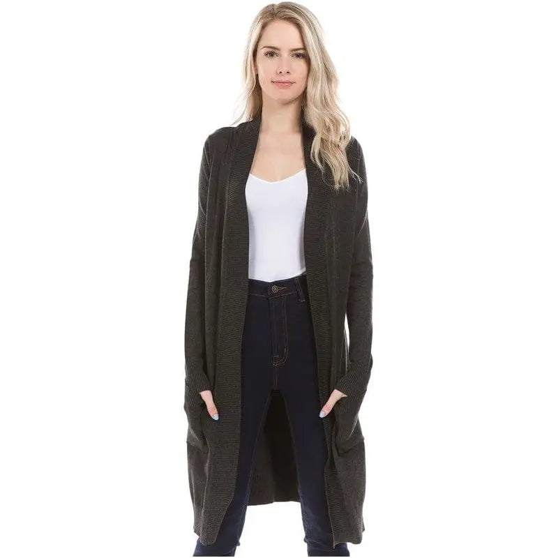 Solid Long Open Cardigan LECCE