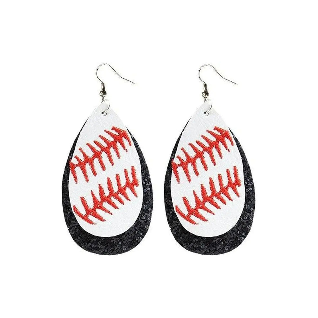 Baseball Glitter Earrings
