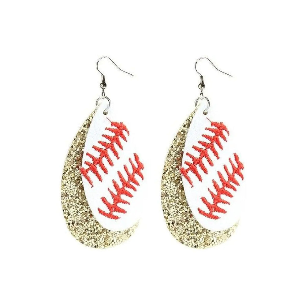 Baseball Glitter Earrings 