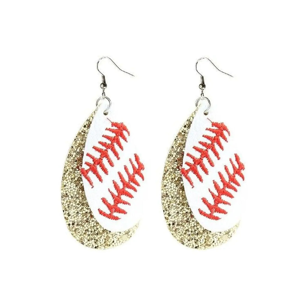 Baseball Glitter Earrings