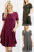 SHORT SLEEVE ROUND HEM A-LINE DRESS - SIDE POCKETS