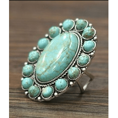 2" long Natural Turquoise Adjustable Ring
