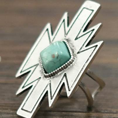 Aztec Natural Turquoise Adjustable Ring