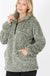 MELANGE FAUX FUR HALF ZIP POCKET PULLOVER Zenana