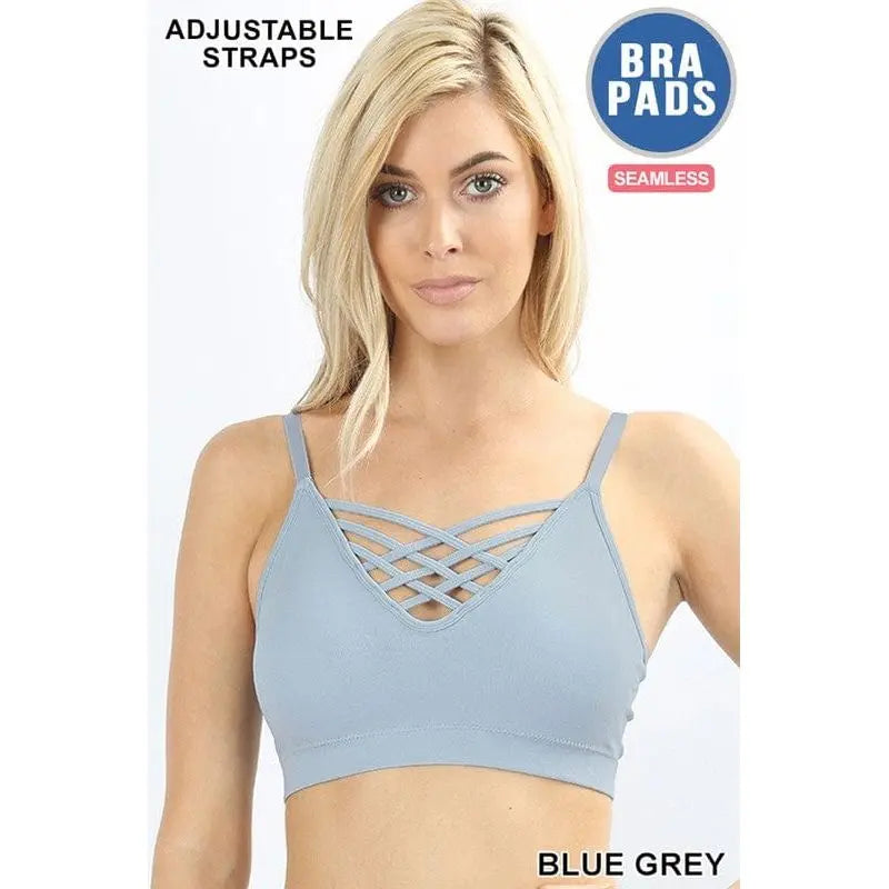 Front v-lattice bralette with removable bra pads LECCE