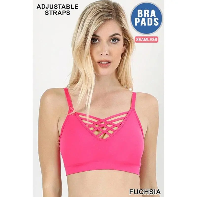 Front v-lattice bralette with removable bra pads LECCE