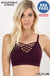 Front v-lattice bralette with removable bra pads