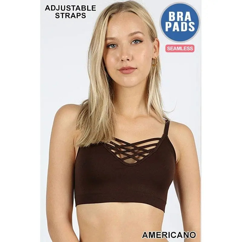 Front v-lattice bralette with removable bra pads LECCE