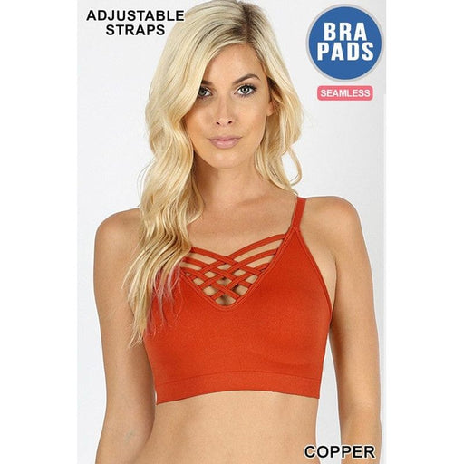 Front v-lattice bralette with removable bra pads LECCE