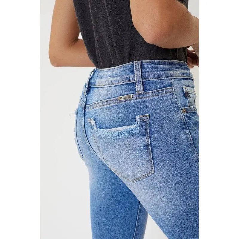 Mid rise hem detail ankle skinny jeans KanCan