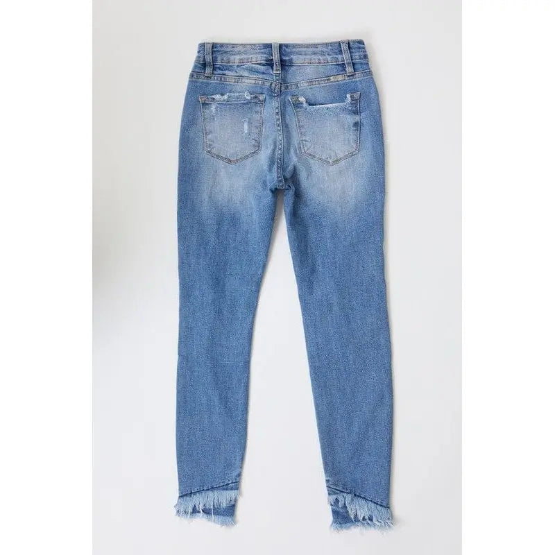 Mid rise hem detail ankle skinny jeans KanCan