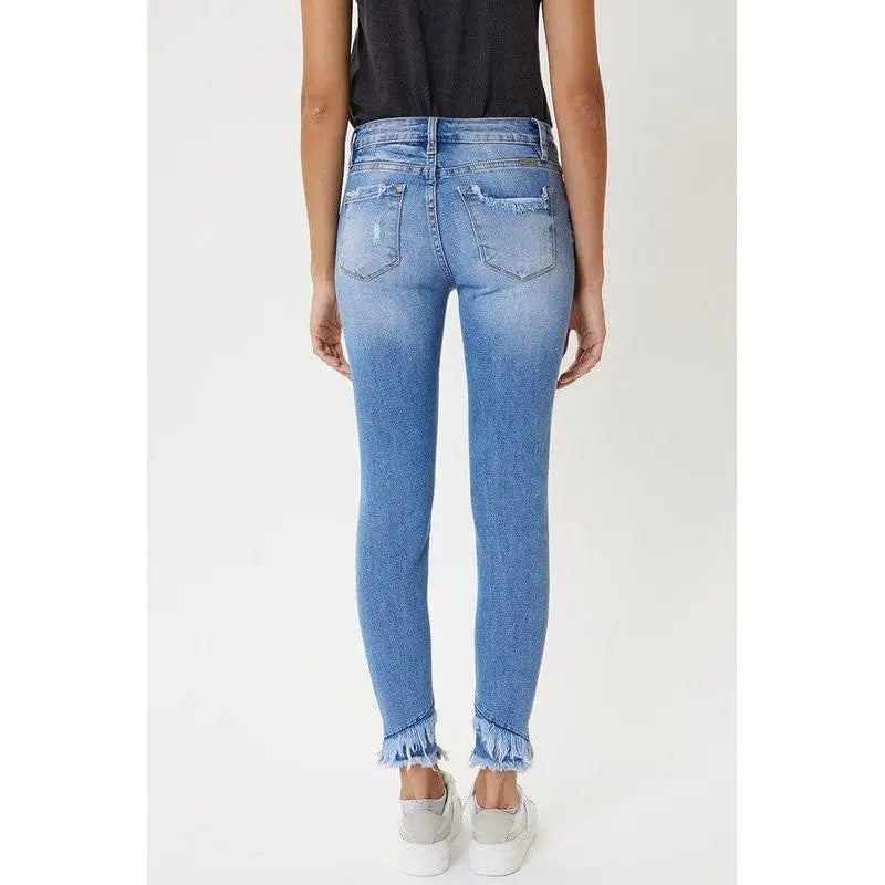 Mid rise hem detail ankle skinny jeans KanCan