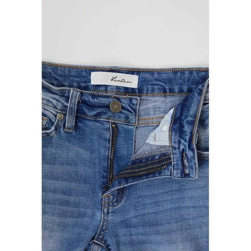 Mid rise hem detail ankle skinny jeans KanCan