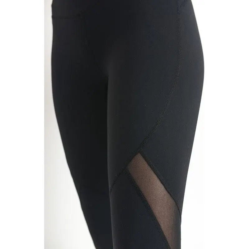 LEGGINGS COMPLETOS DE MALLA INCLINADA CON CINTURA ALTA