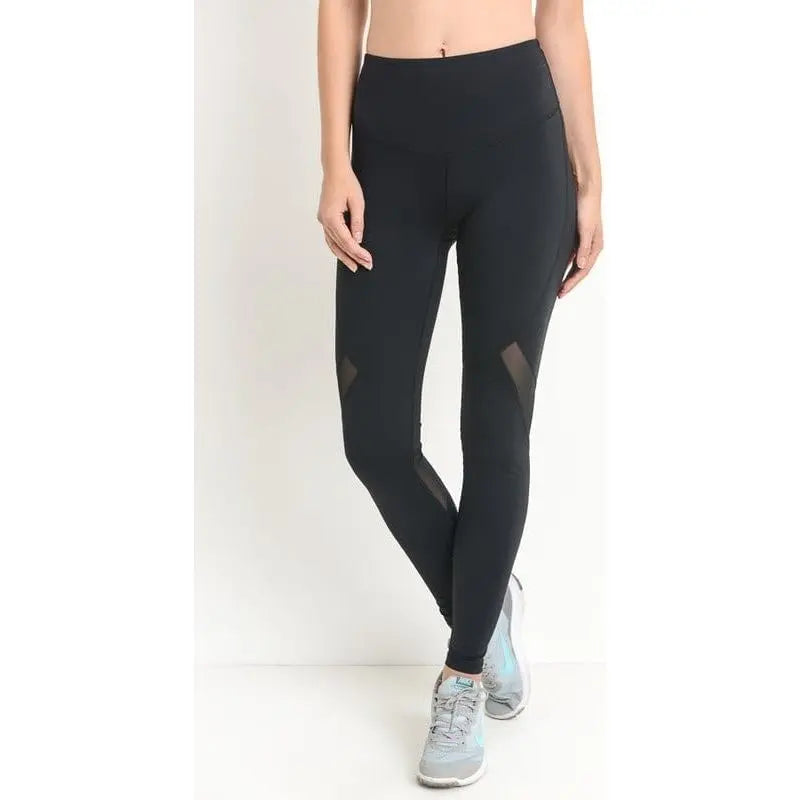 LEGGINGS COMPLETOS DE MALLA INCLINADA CON CINTURA ALTA