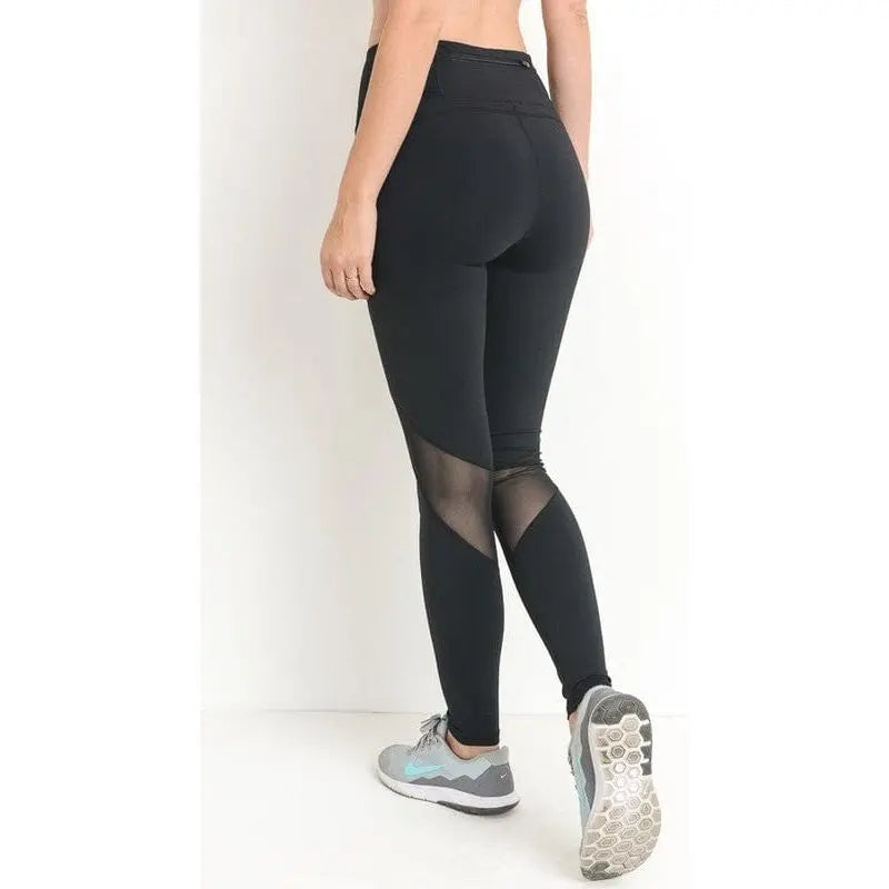 HIGH WAIST SLANTED MESH FULL LEGGINGS