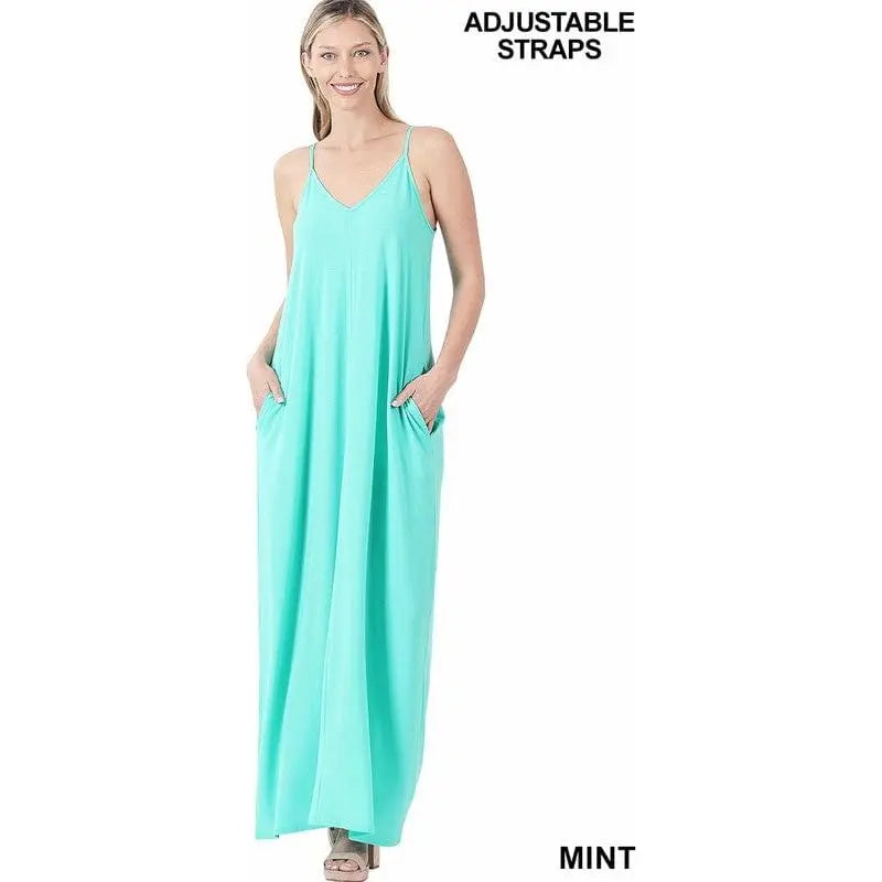 V-Neck Cami Maxi Dress w/ Pockets LECCE