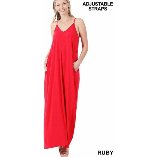 V-Neck Cami Maxi Dress w/ Pockets LECCE