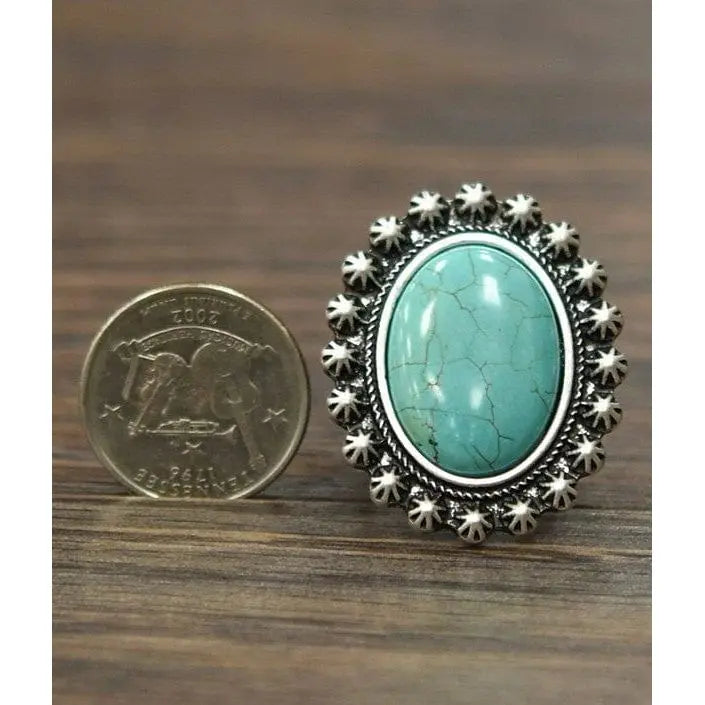 Natural turquoise adjustable ring LECCE