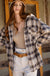 Women's Plaid Checked Button Down Hoodie Jacket - Cozy Shacket with Fringe Hem Very j