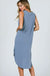 Cupro Round Neck Sleeveless Hi Low Hem Dress. LECCE