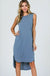 Cupro Round Neck Sleeveless Hi Low Hem Dress. LECCE