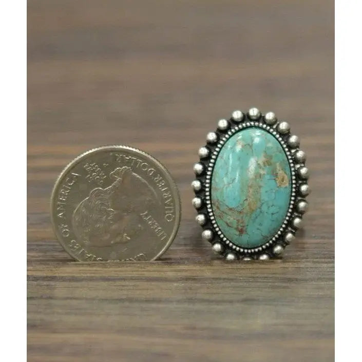 Natural turquoise adjustable ring LECCE