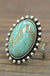 Natural turquoise adjustable ring LECCE