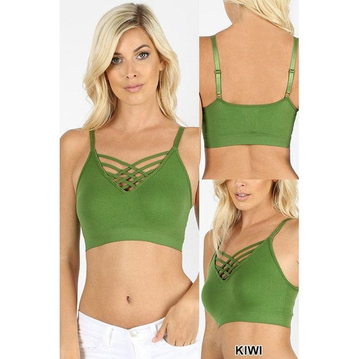 Front v-lattice, adjustable straps bralette with removable bra pads LECCE