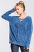 Loose fit, V-neck, long sleeve sweater raglan top