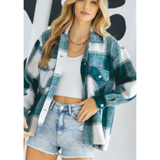 Oversize plaid shirt jacket