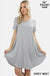 SHORT SLEEVE ROUND HEM A-LINE DRESS - SIDE POCKETS