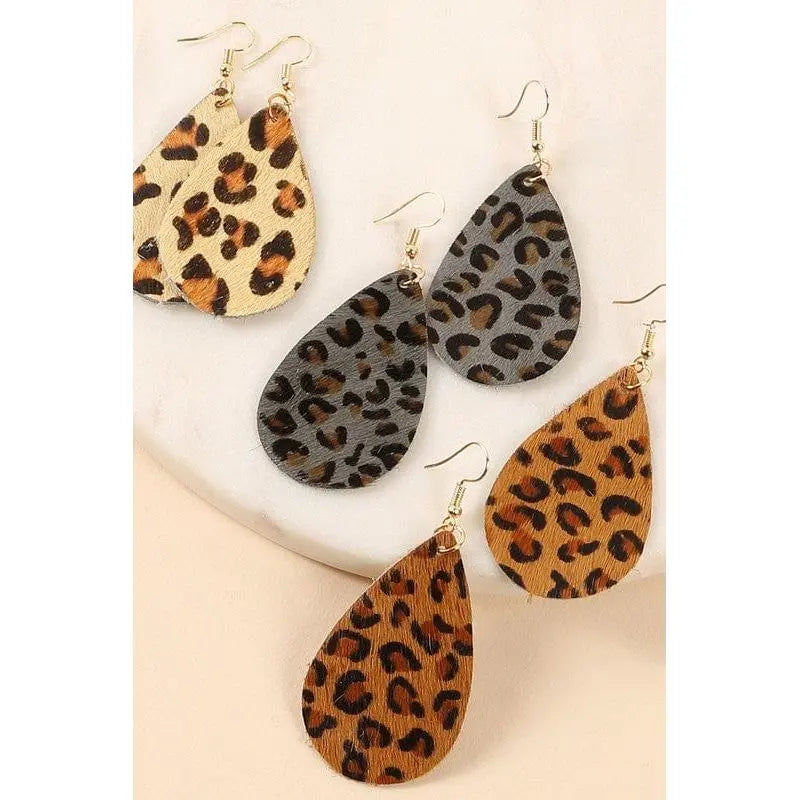 Animal Print Tear Drop Earrings LECCE