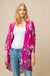 Sheer Three Quarter Sleeve Floral Print Kimono Cardigan LECCE