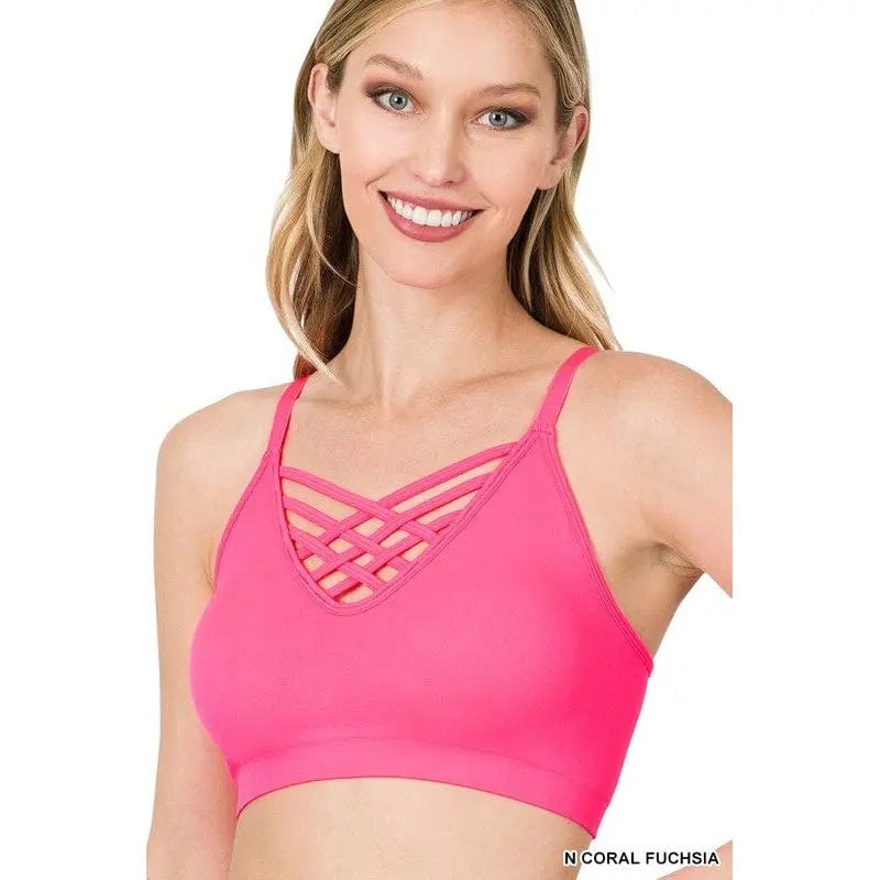 Front v-lattice bralette with removable bra pads LECCE