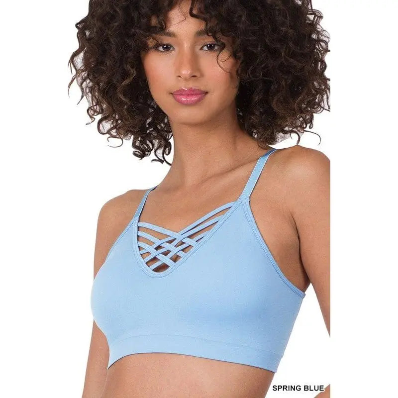 Front v-lattice bralette with removable bra pads LECCE