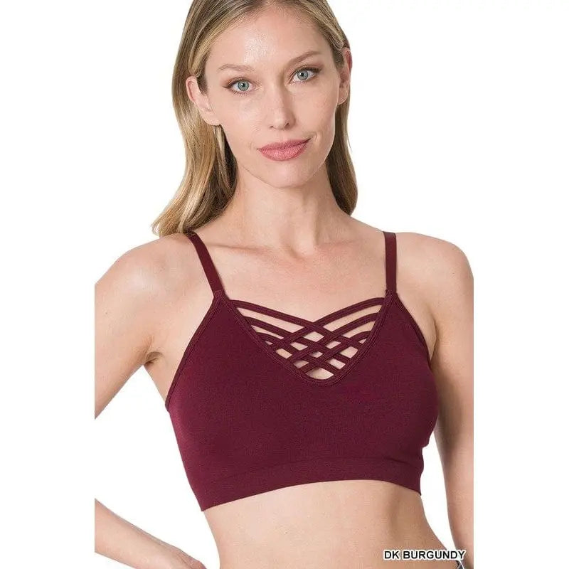Front v-lattice bralette with removable bra pads LECCE