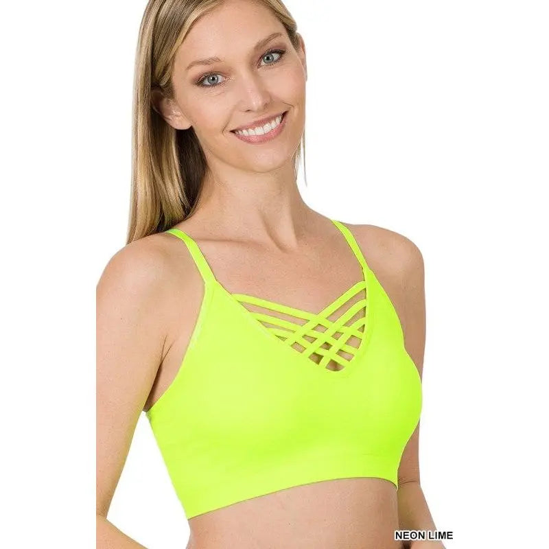 Front v-lattice bralette with removable bra pads LECCE