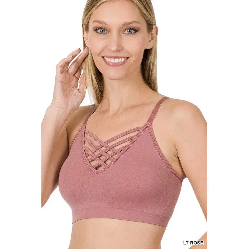 Front v-lattice bralette with removable bra pads LECCE