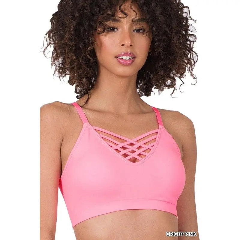 Front v-lattice bralette with removable bra pads LECCE