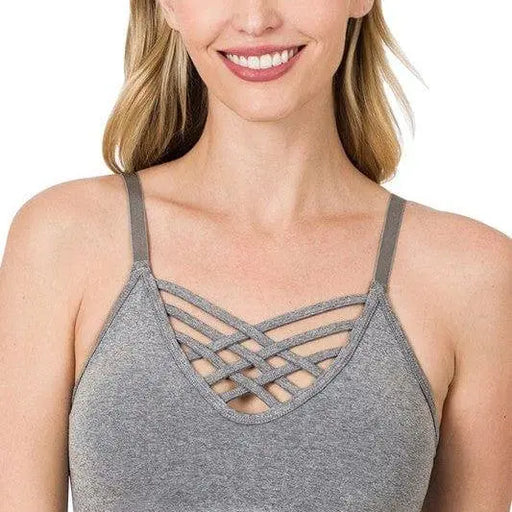 Front v-lattice bralette with removable bra pads LECCE