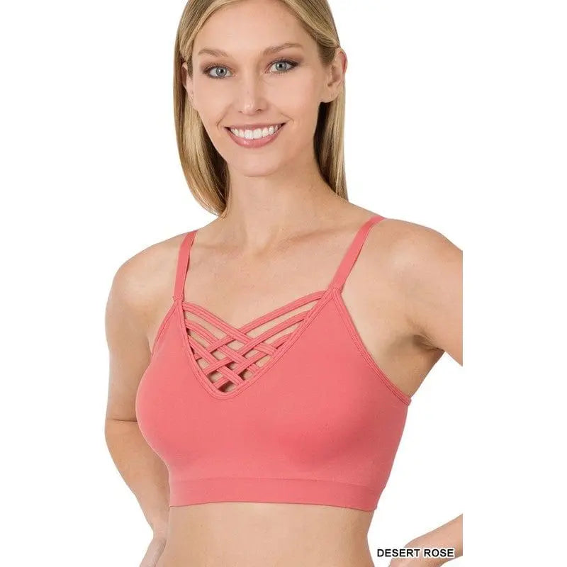 Front v-lattice bralette with removable bra pads LECCE