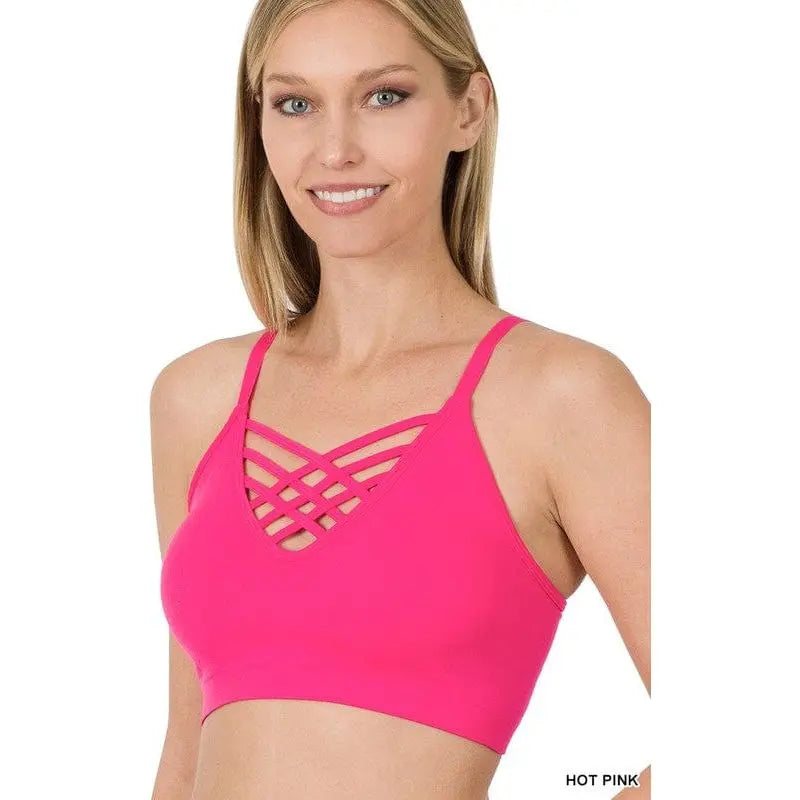 Front v-lattice bralette with removable bra pads LECCE