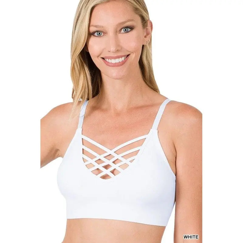 Front v-lattice bralette with removable bra pads LECCE