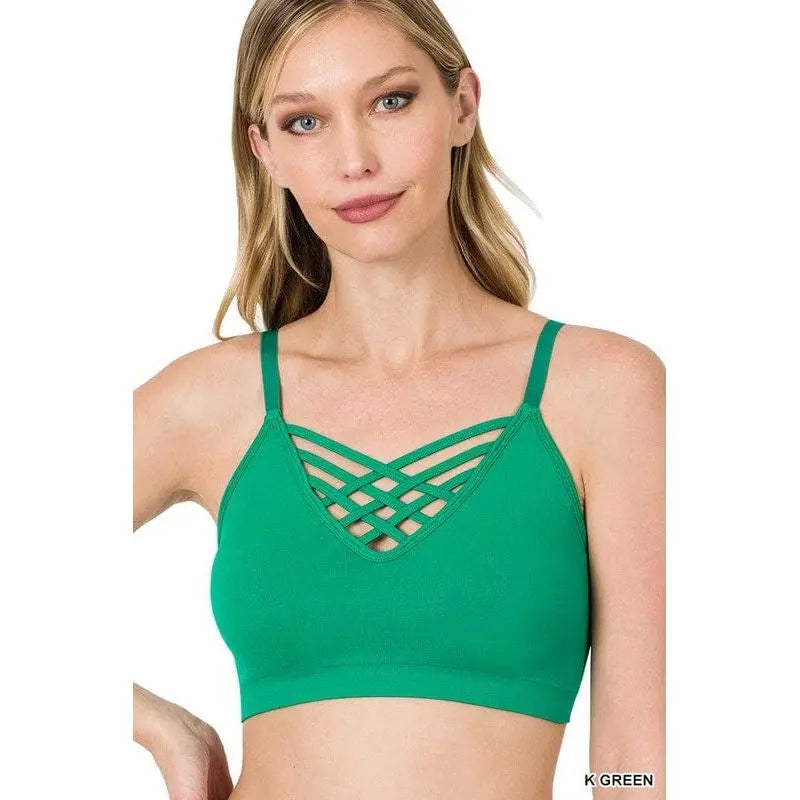 Front v-lattice bralette with removable bra pads LECCE