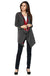  	Solid Draped Cardigan with Plaid Print Lining