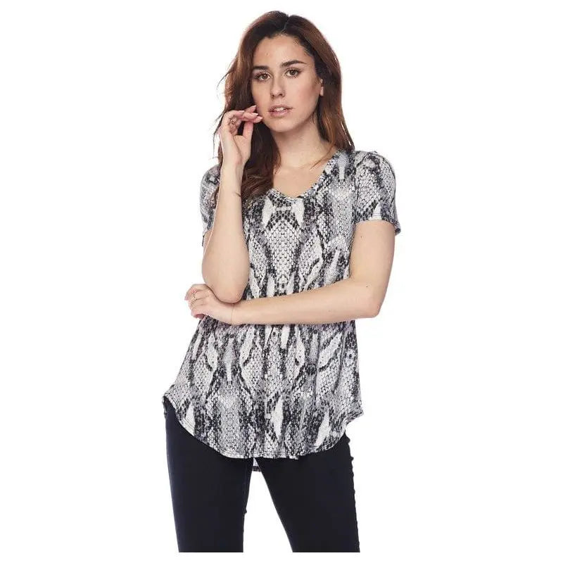Round Hem Snake Print Tunic Top LECCE
